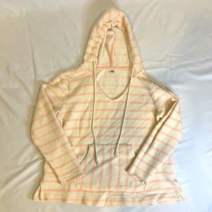 pink and cream stripe hoodie
